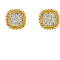 10K Yellow Gold 0.20 Carat Diamond Cluster Stud Earrings - Cushion Shape with Milgrain Detail