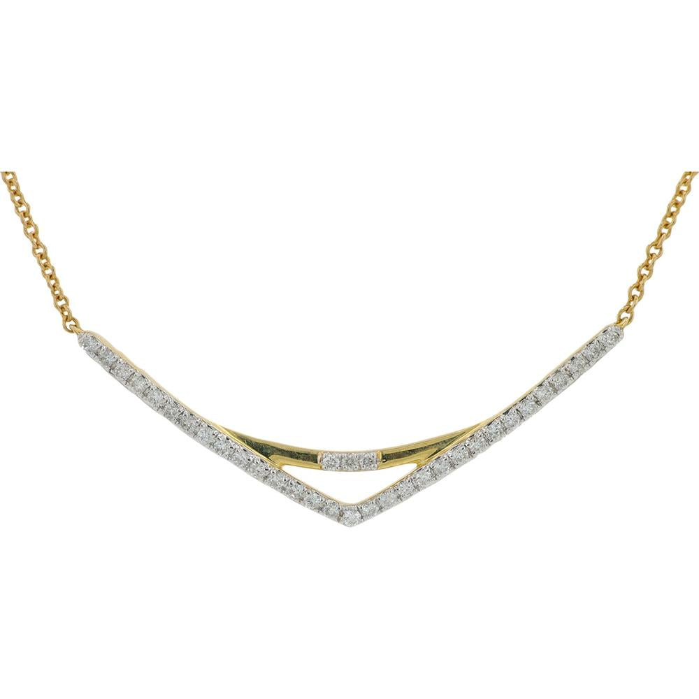 10K Yellow Gold 0.20 Carat Diamond V - Shaped Necklace - Elegant Geometric Pendant