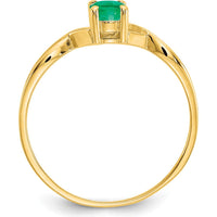 10K Yellow Gold 0.5 Carat Oval Cut Genuine Emerald Birthstone Ring