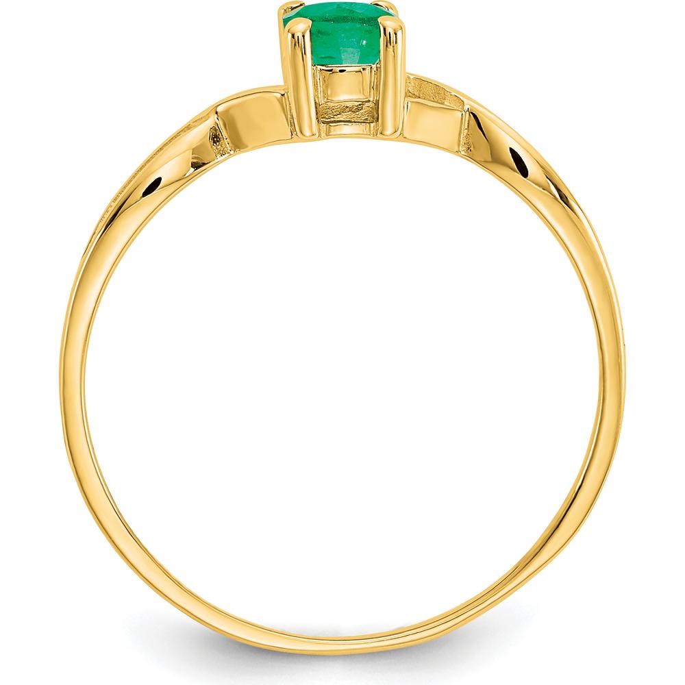 10K Yellow Gold 0.5 Carat Oval Cut Genuine Emerald Birthstone Ring