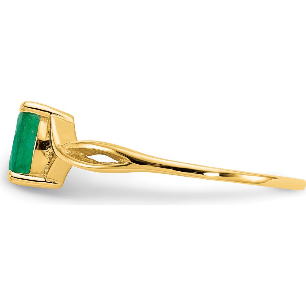 10K Yellow Gold 0.5 Carat Oval Cut Genuine Emerald Birthstone Ring