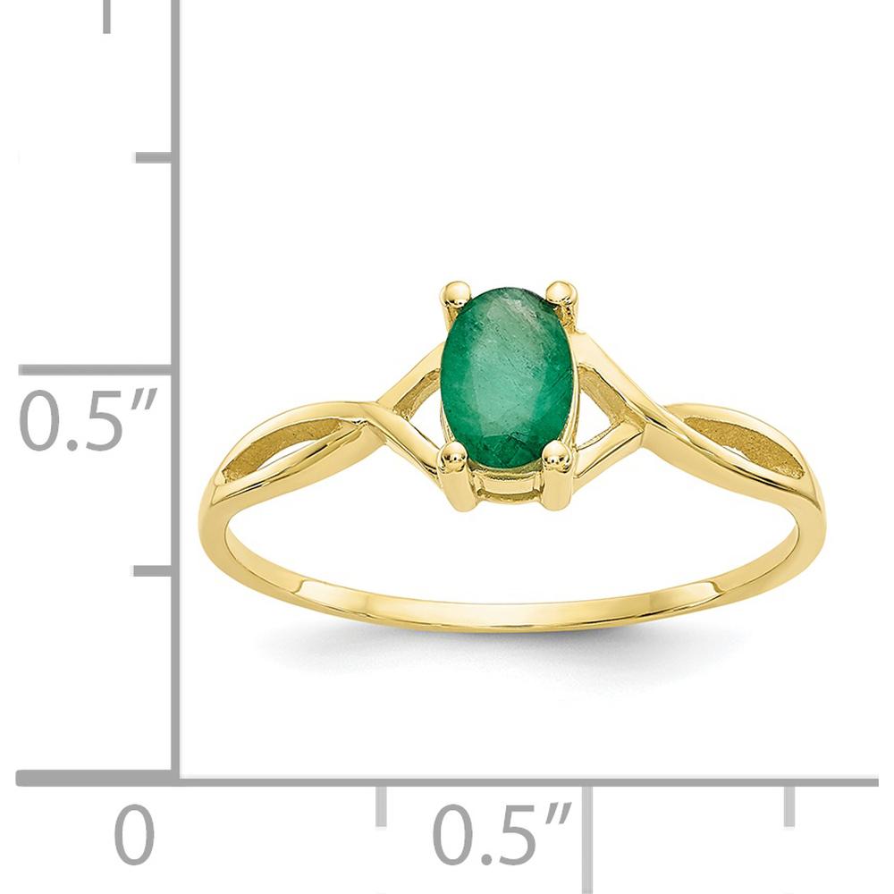 10K Yellow Gold 0.5 Carat Oval Cut Genuine Emerald Birthstone Ring
