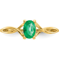 10K Yellow Gold 0.5 Carat Oval Cut Genuine Emerald Birthstone Ring