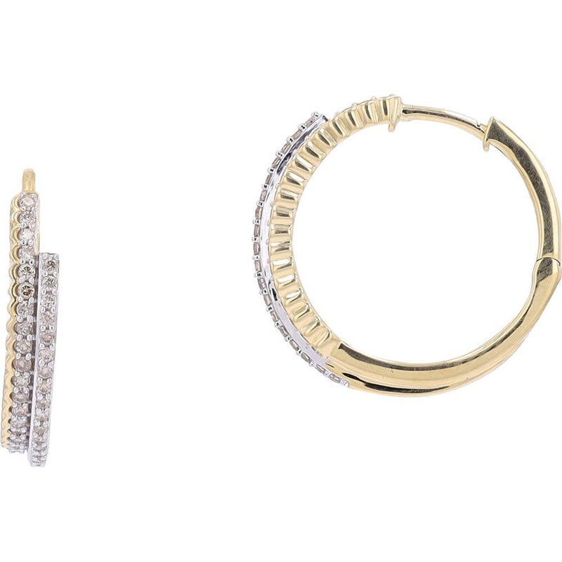 10K Yellow Gold 0.50 Carat Diamond Hoop Earrings