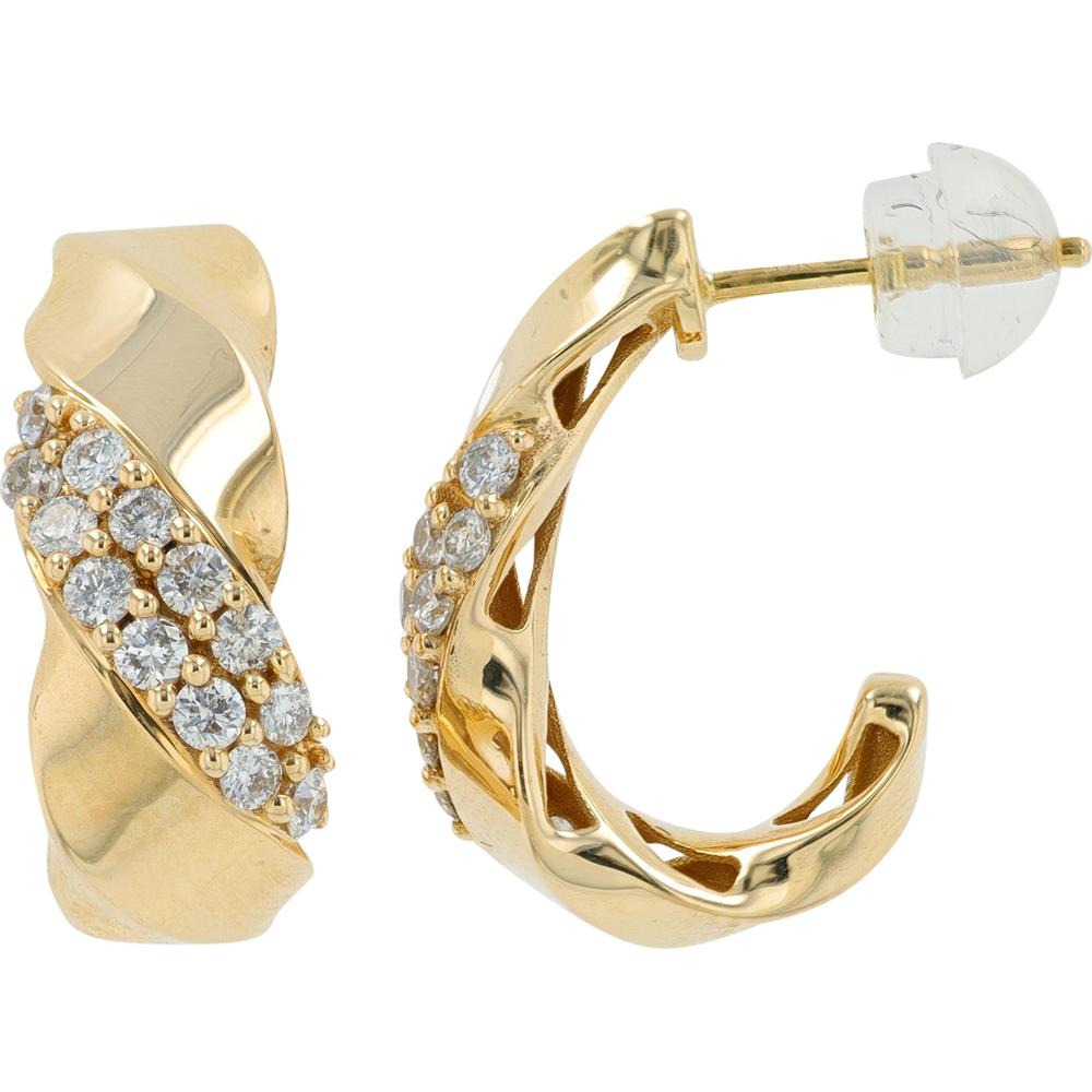 10K Yellow Gold 0.50 Carat Total Diamond J - Hoop Earrings - 0.25 Carat Each