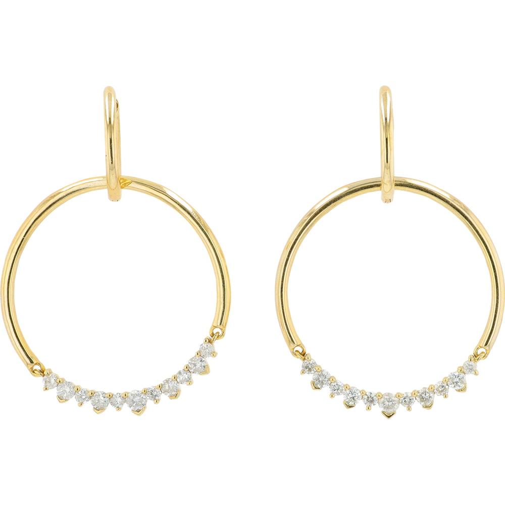 10K Yellow Gold 0.75 Carat Diamond Hoop Earrings - 0.375 Carat Diamond Weight per Earring