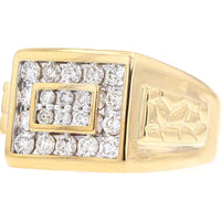 10K Yellow Gold 1.00 Carat Total Diamond Gents Ring with Round Diamond Cluster Design