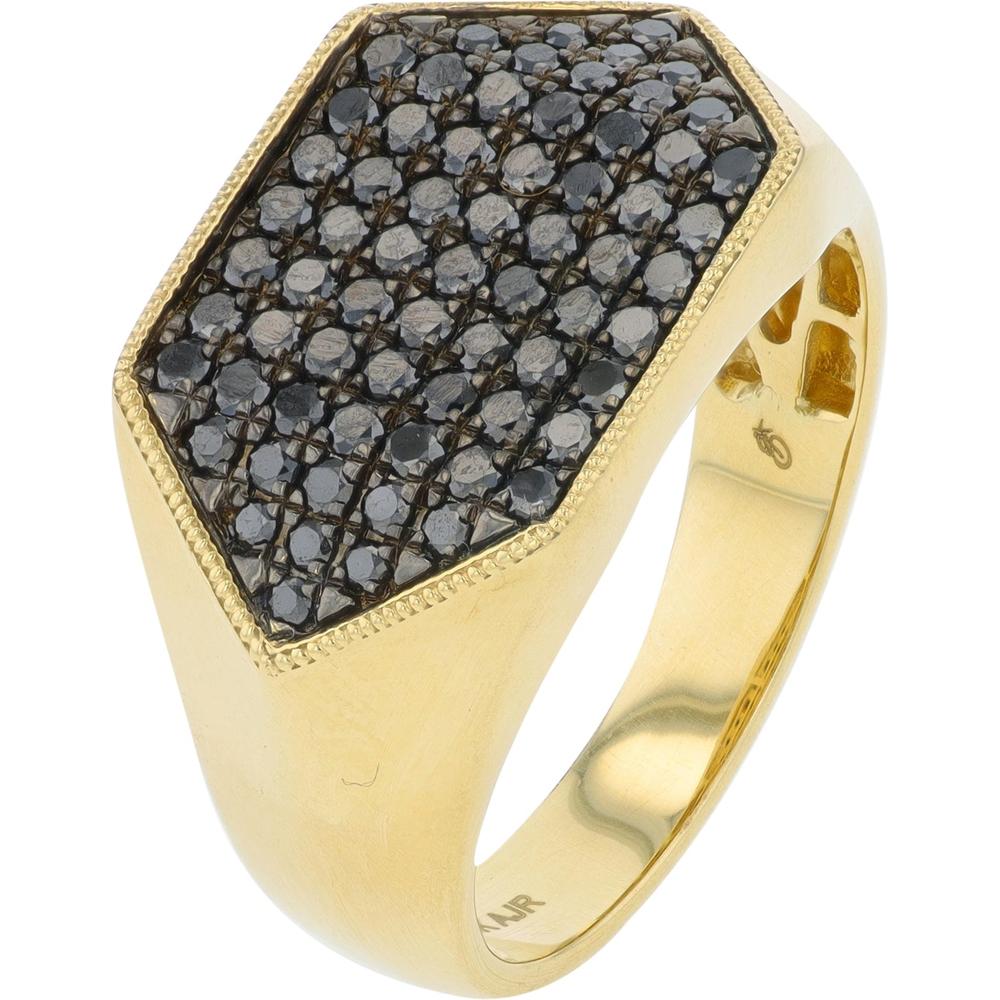 10K Yellow Gold 1.00 Carats Total Diamond Gents Cluster Ring