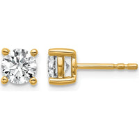 10K Yellow Gold 1.00 Carats Total Round Diamond Stud Earrings by Oro Pregiato