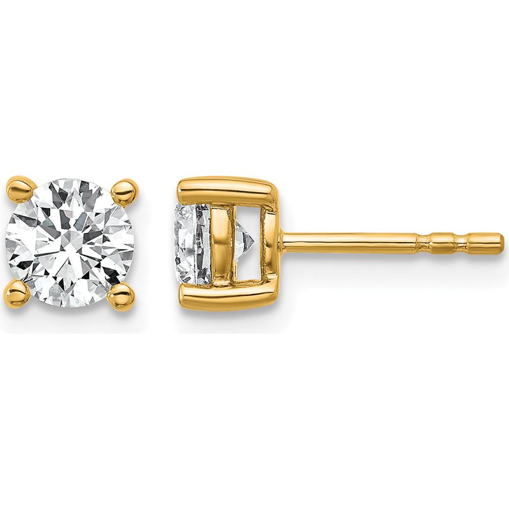 10K Yellow Gold 1.00 Carats Total Round Diamond Stud Earrings by Oro Pregiato