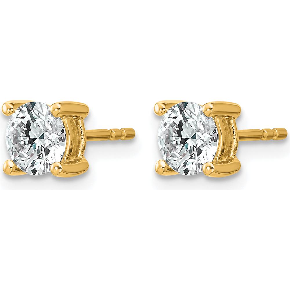 10K Yellow Gold 1.00 Carats Total Round Diamond Stud Earrings by Oro Pregiato