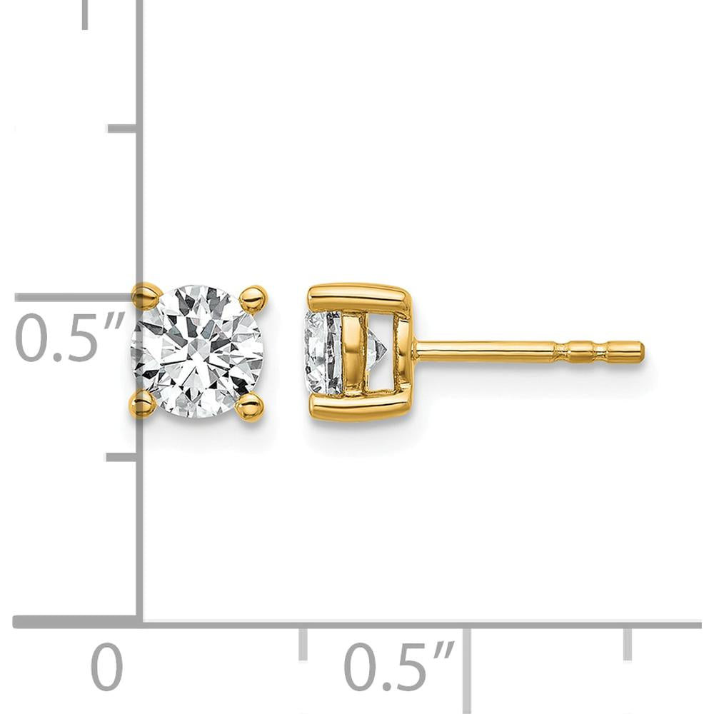 10K Yellow Gold 1.00 Carats Total Round Diamond Stud Earrings by Oro Pregiato