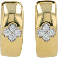 10K Yellow Gold 1/10 Carat Diamond Clover Hoop Earrings - 0.10 Carat Total Diamond Weight