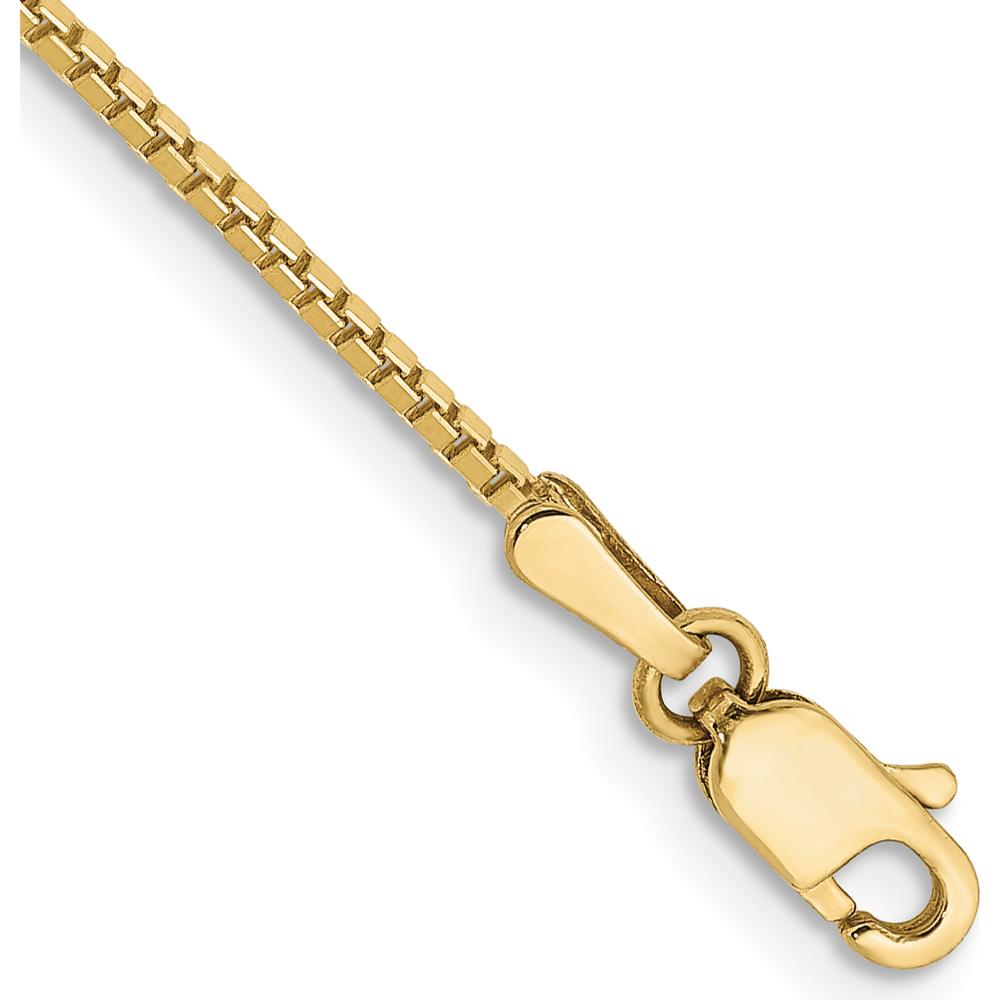 10K Yellow Gold 1.1mm Box Chain Anklet with Lobster Clasp - 9" Long