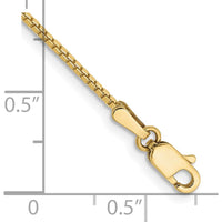 10K Yellow Gold 1.1mm Box Chain Anklet with Lobster Clasp - 9" Long