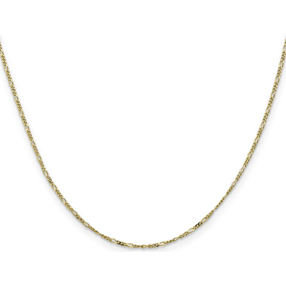 10K Yellow Gold 1.25mm Flat Figaro Pendant Chain - 24"