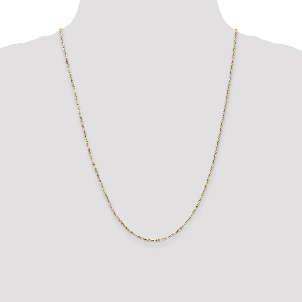 10K Yellow Gold 1.25mm Flat Figaro Pendant Chain - 24"