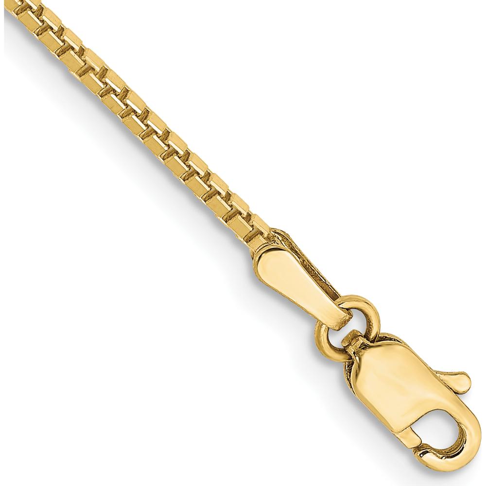 10K Yellow Gold 1.3mm Box Chain Anklet - 9" Length