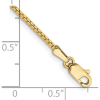 10K Yellow Gold 1.3mm Box Chain Anklet - 9" Length