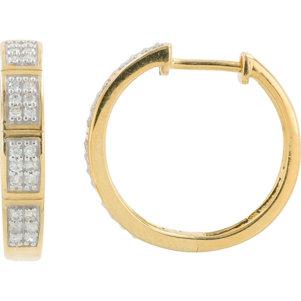 10K Yellow Gold 1/4 Carat Diamond Hoop Earrings - 0.25 Carat Total Diamond Weight