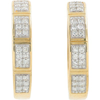 10K Yellow Gold 1/4 Carat Diamond Hoop Earrings - 0.25 Carat Total Diamond Weight