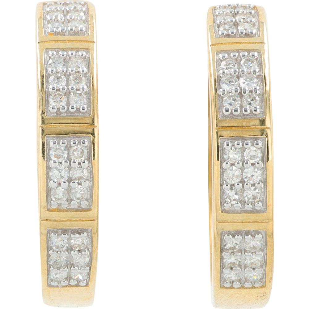 10K Yellow Gold 1/4 Carat Diamond Hoop Earrings - 0.25 Carat Total Diamond Weight