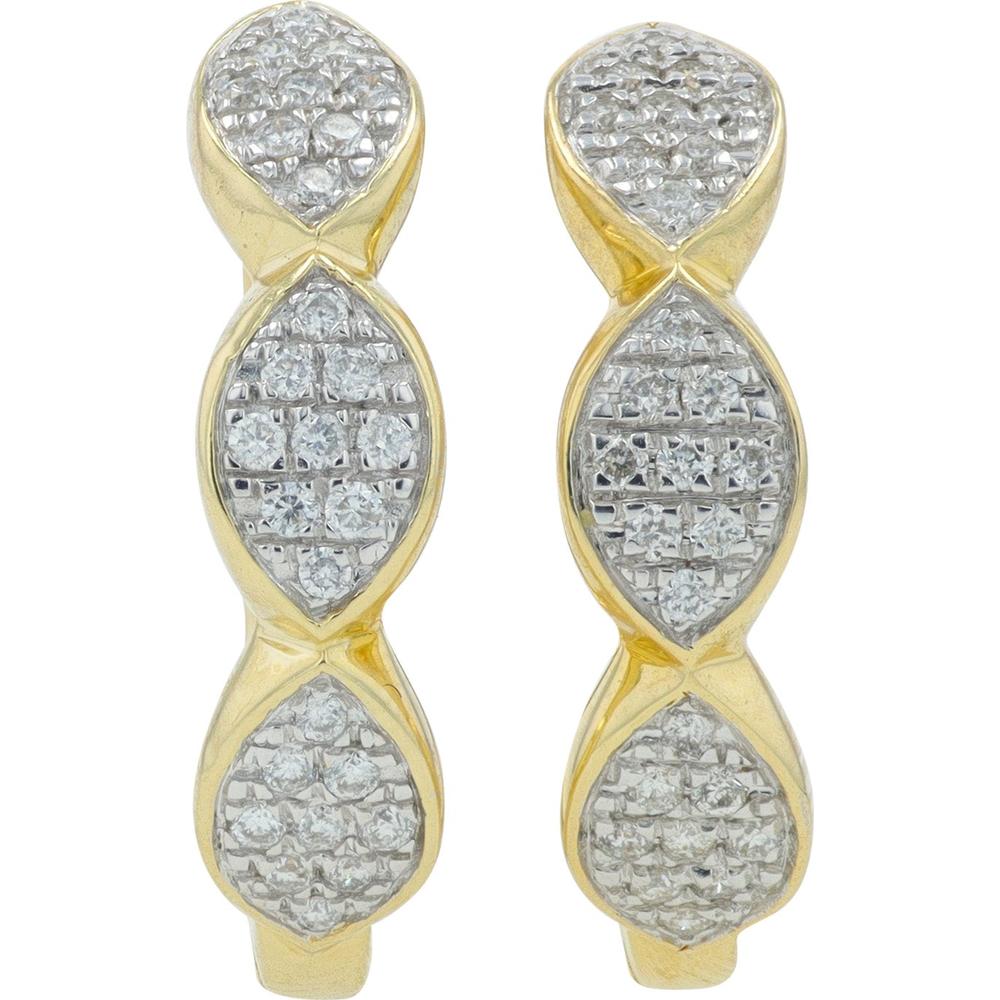 10K Yellow Gold 1/4 Carat Diamond Hoops with Pavé Setting - Elegant Hoop Earrings for Women