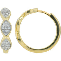 10K Yellow Gold 1/4 Carat Diamond Hoops with Prong Set Round Diamonds - 1/4 Carat Total Diamond Weight