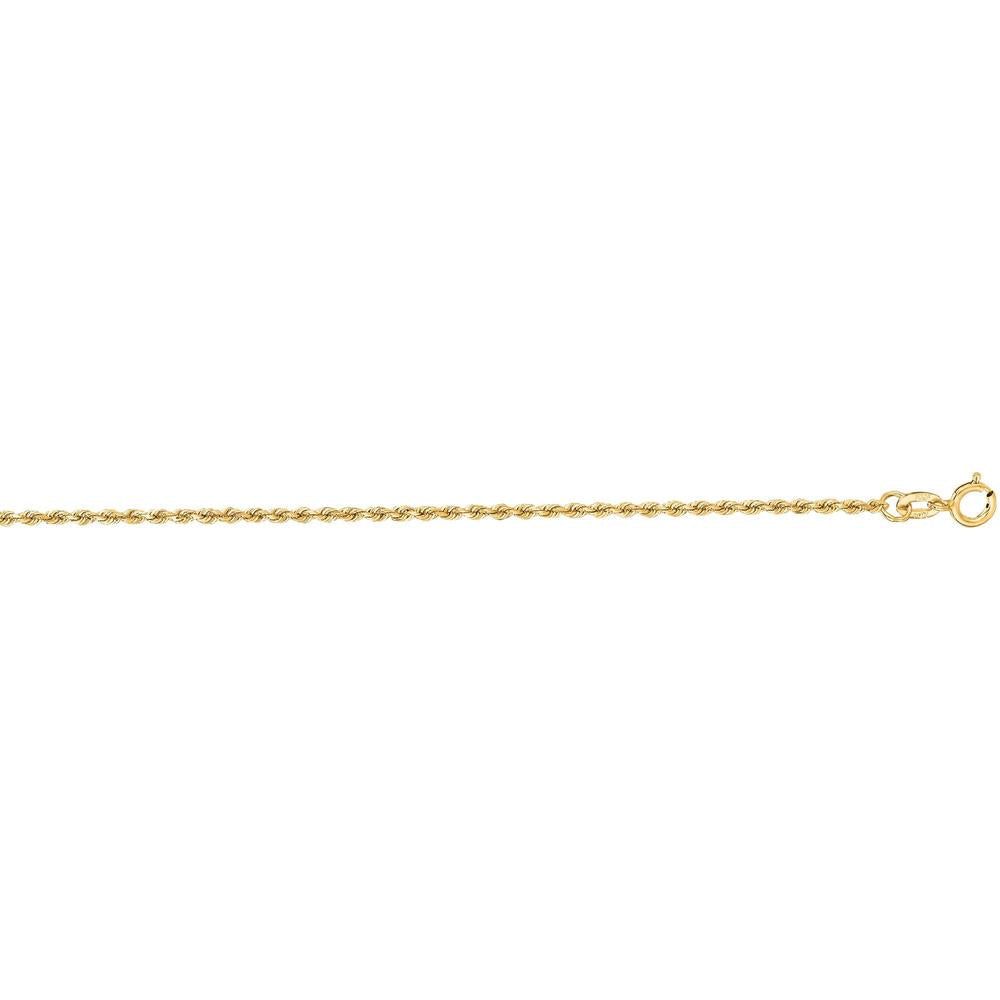 10K Yellow Gold 1.4mm Diamond Cut Solid Rope Chain Necklace - 20" by Orozza Fine Jewelry