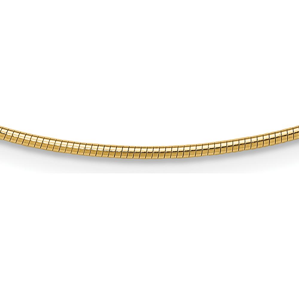 10K Yellow Gold 1.4mm Round Omega Necklace - 16"