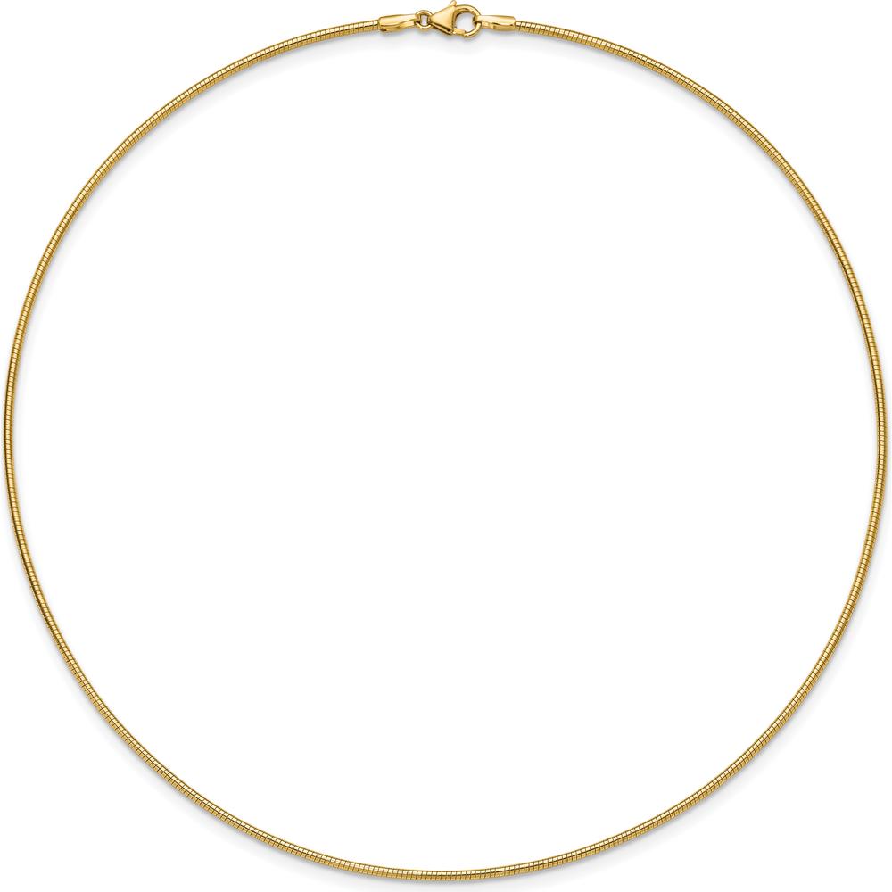 10K Yellow Gold 1.4mm Round Omega Necklace - 16"