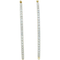 10K Yellow Gold 1.5-Inch Hoop Earrings with Prong-Set Diamonds - 1.00 Carat Total Diamond Weight