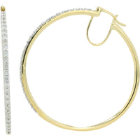 10K Yellow Gold 1.5-Inch Hoop Earrings with Prong-Set Diamonds - 1.00 Carat Total Diamond Weight