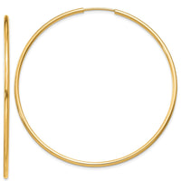 10K Yellow Gold 1.5mm Polished Round Endless Hoop Earrings - 51mm Diameter