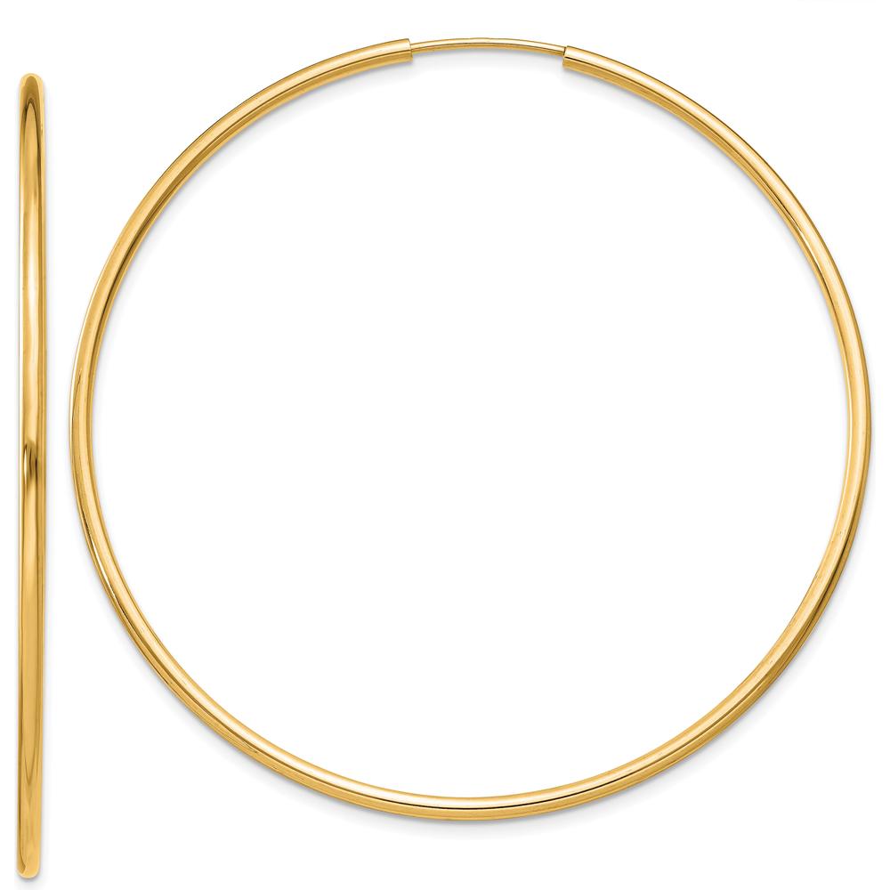 10K Yellow Gold 1.5mm Polished Round Endless Hoop Earrings - 51mm Diameter