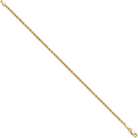 10K Yellow Gold 1.75mm Diamond-Cut Rope Chain Bracelet - Hand Made with Lobster Clasp
