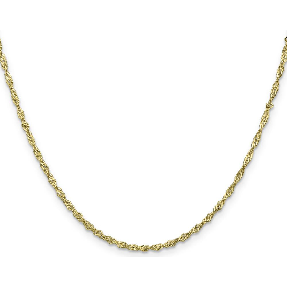 10K Yellow Gold 1.7mm Singapore Chain Necklace - Polished Finish, 18"