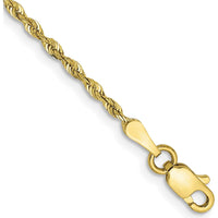 10K Yellow Gold 1.85mm Diamond-Cut Quadruple Rope Chain Bracelet - Solid, Polished Finish, Lobster Clasp