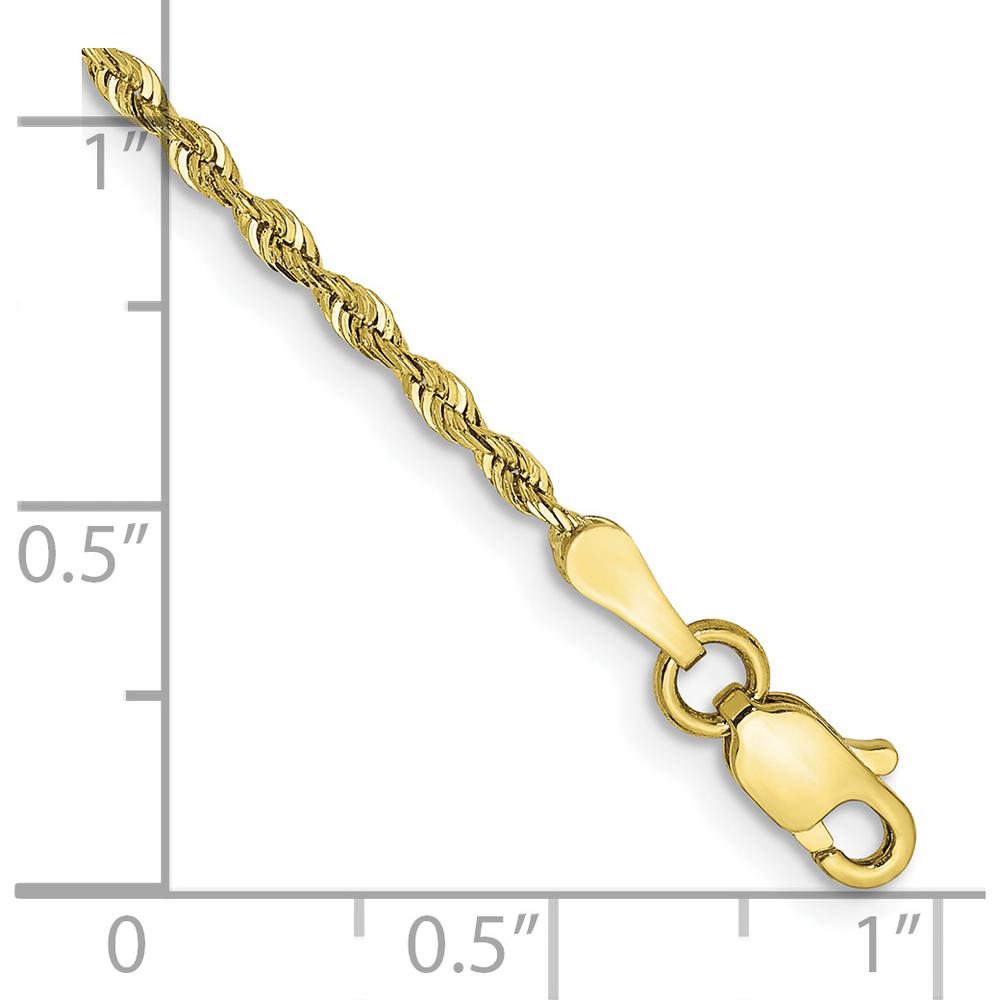 10K Yellow Gold 1.85mm Diamond-Cut Quadruple Rope Chain Bracelet - Solid, Polished Finish, Lobster Clasp