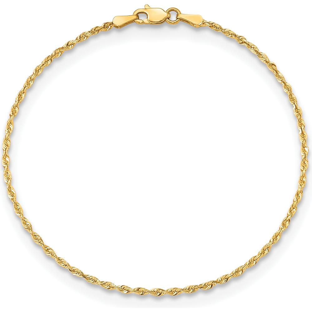 10K Yellow Gold 1.85mm Diamond-Cut Quadruple Rope Chain Bracelet - Solid, Polished Finish, Lobster Clasp
