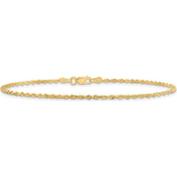 10K Yellow Gold 1.85mm Diamond-Cut Rope Chain Anklet - 9"