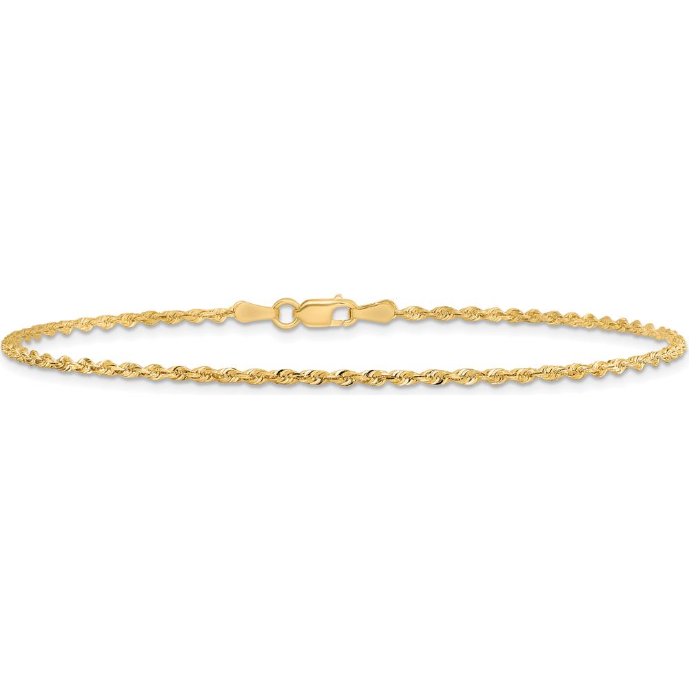 10K Yellow Gold 1.85mm Diamond-Cut Rope Chain Anklet - 9"