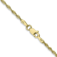10K Yellow Gold 1.8mm Diamond-Cut Rope Chain - 16" Length