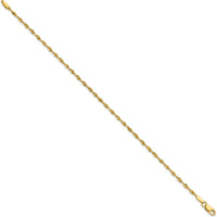 10K Yellow Gold 1.8mm Diamond-Cut Rope Chain Anklet - 9"