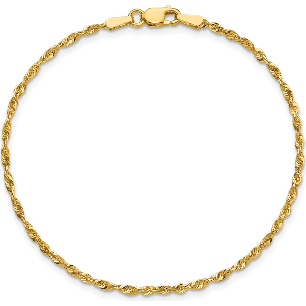 10K Yellow Gold 1.8mm Diamond-Cut Rope Chain Anklet - 9"