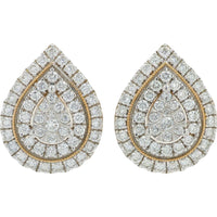 10K Yellow Gold 1 Carat Lab Grown Diamond Teardrop Stud Earrings - 1.00 Carat Total Diamond Weight