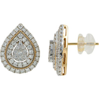 10K Yellow Gold 1 Carat Lab Grown Diamond Teardrop Stud Earrings - 1.00 Carat Total Diamond Weight
