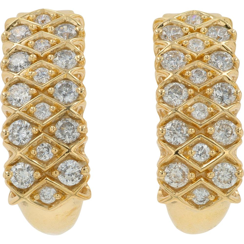 10K Yellow Gold 1 Carat Total Diamond J - Hoop Earrings - 0.50 Carat Each Earring