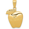 10K Yellow Gold #1 Teacher Apple Pendant - Polished Finish, 22mm Length, 14mm Width