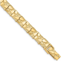 10K Yellow Gold 10.0mm Nugget Chain Bracelet - 7 Inch